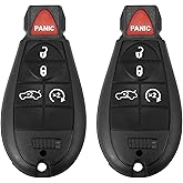X AUTOHAUX 2pcs 433Mhz M3N5WY783X Replacement Keyless Entry Remote Car Key Fob for Dodge Charger 2008-2010 for Dodge Challenger 2008-2014 5 Buttons with Door Key IYZ-C01C