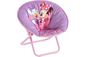 Idea Nuova Toddler Saucer Chair 19” Folding Kids Chair, Ages 3+, Portable & Lightweight, Cozy Padded Seat for Playroom, Bedroom,Minnie Mouse