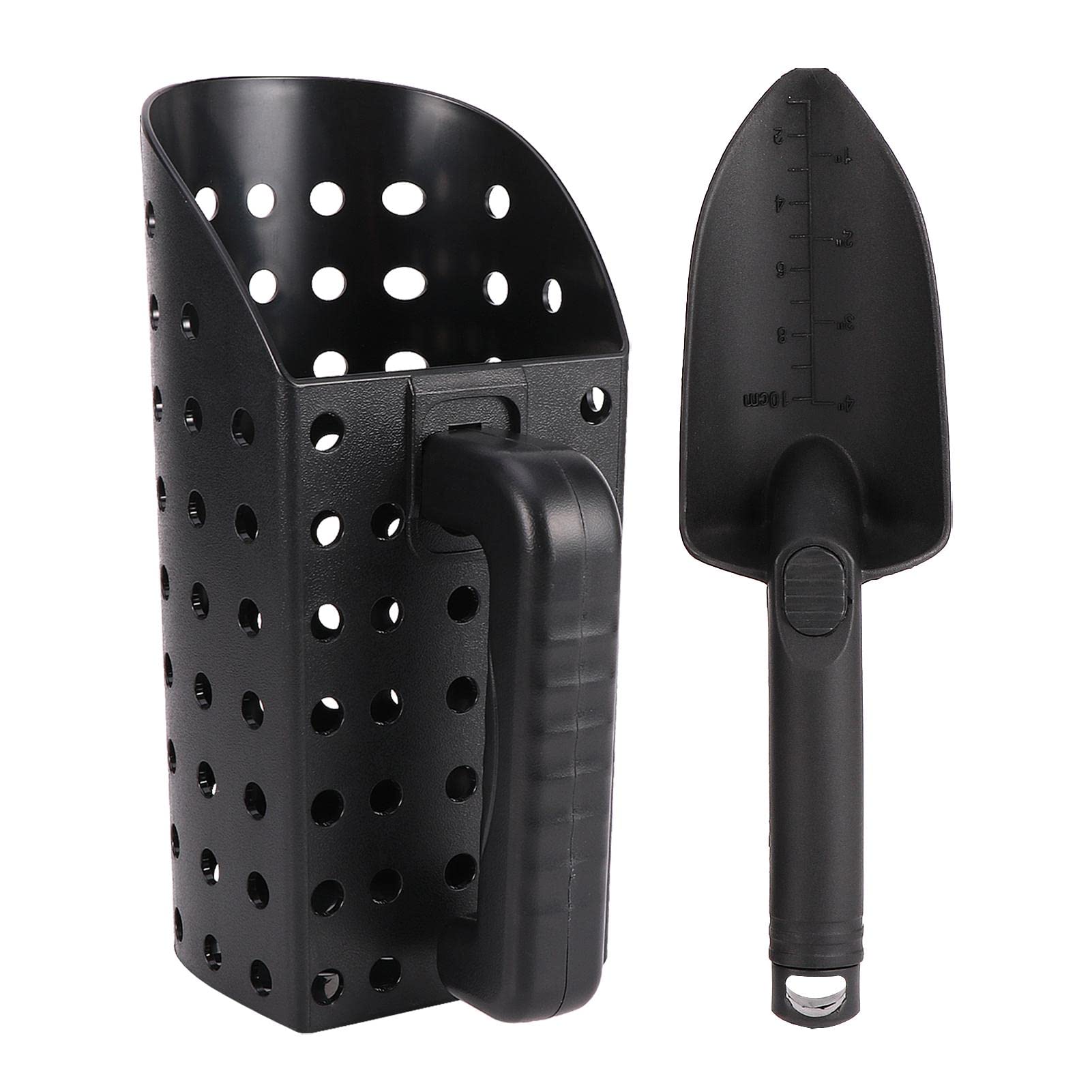DASNTERED Sand Scoop and Shovel, Metal Detecting Accessories Shovel Treasure Hand Tool Sand Scoop Set Metal Detecting Professional(Black,size:2pcs)