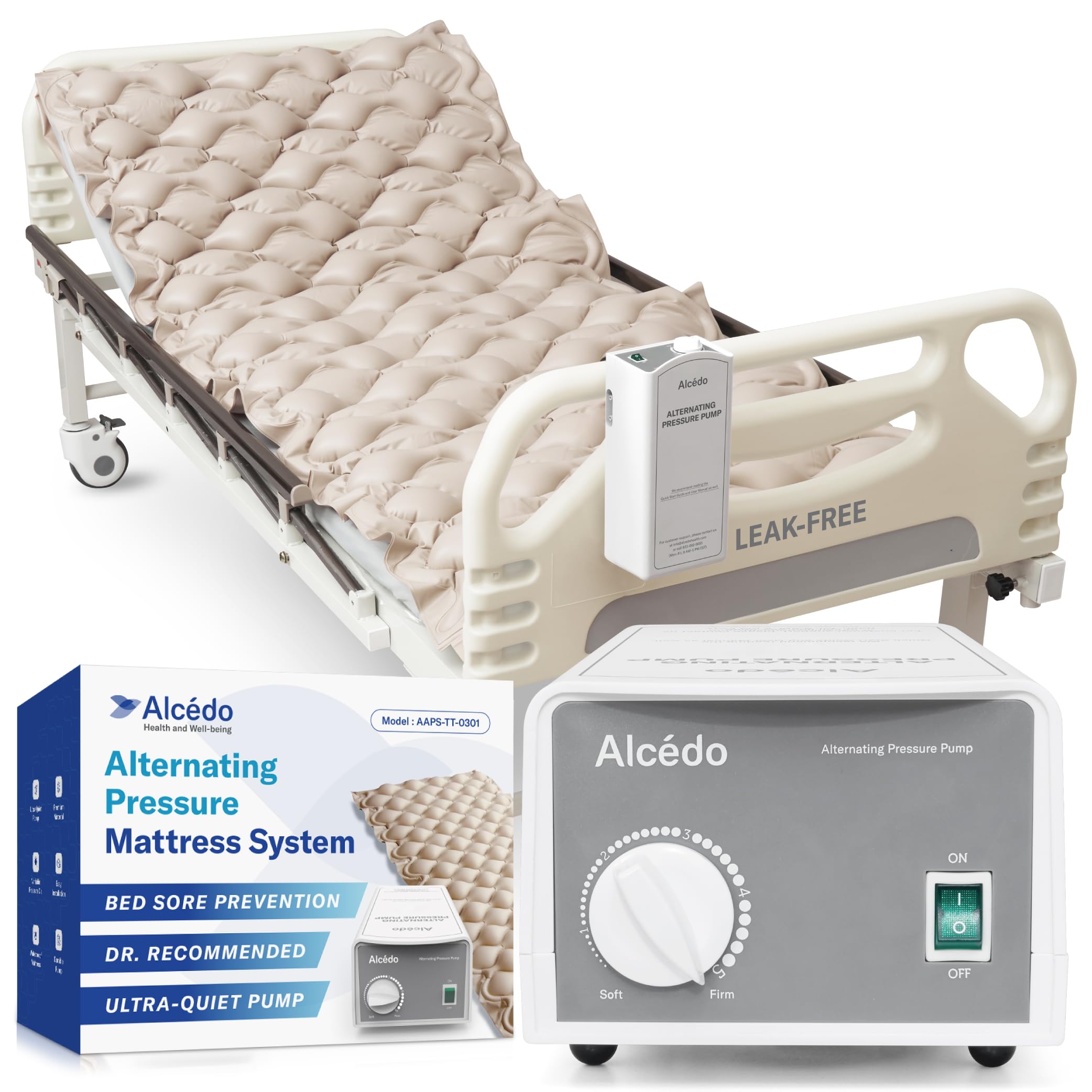 Photo 1 of Alcedo Alternating Air Pressure Mattress Pad for Bed Sore and Ulcer Prevention, Hospital & Home Use Medical Mattress Topper for Bedridden Patient, Adjustable Ultra Quiet Pump and Waterproof Cushion