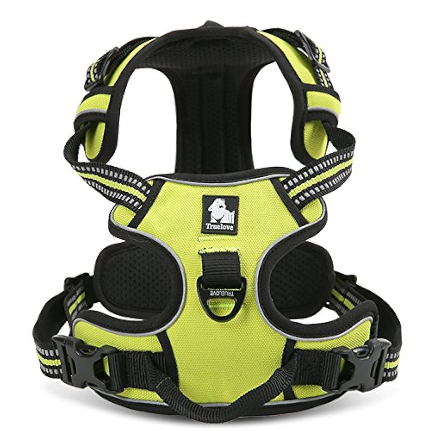 WINHYEPET True Love Dog Harness, No-Pull Reflective Pet Harness with 2 Leash Clips Adjustable Soft Padded Dog Vest with Easy Control Handle for Small Medium Large Dog TLH5651(Neon Yellow,S)