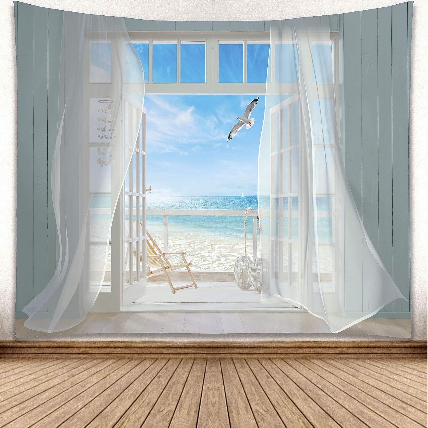 FENDROM Window Sea View Tapestry Decor Wall Hanging Walls Aesthetic Room Decor Tapestries Wall Stickers Decoration Wall Mural Tapestries