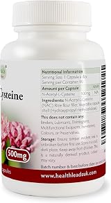 Health Leads N-Acetyl-L-Cysteine 500mg 90 Capsules - No Magnesium Stearate view 2