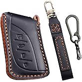 Aoocar 2018-2025 Leather Key Fob Cover, Compatible with Lexus ES LS LC RX NX LX TX GX Series etc, No Screw Design Key Holder Protector (Black)