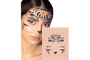 Tiger Face Jewels Mercy London Cat Costume Accessories Face Gems All In One Halloween Headpiece Stick On Black Glitter Sticker Makeup