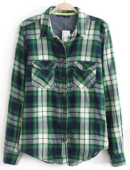 Amazon Co Jp Mir Mira ミル ミラ レディース チェック シャツ Usサイズ 34 Flfl グリーン 並行輸入品 服 ファッション小物