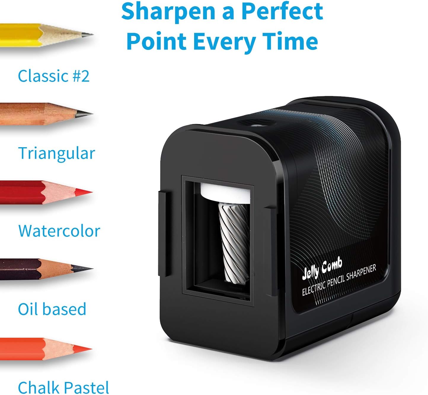 Electric Pencil Sharpener, Jelly Comb Battery Operated Pencil Sharpener(No Cord) Ideal for No.2 and Colored Pencils, Safety Design for Classroom, Home, Office, Artist, Students -P02 : Office Products