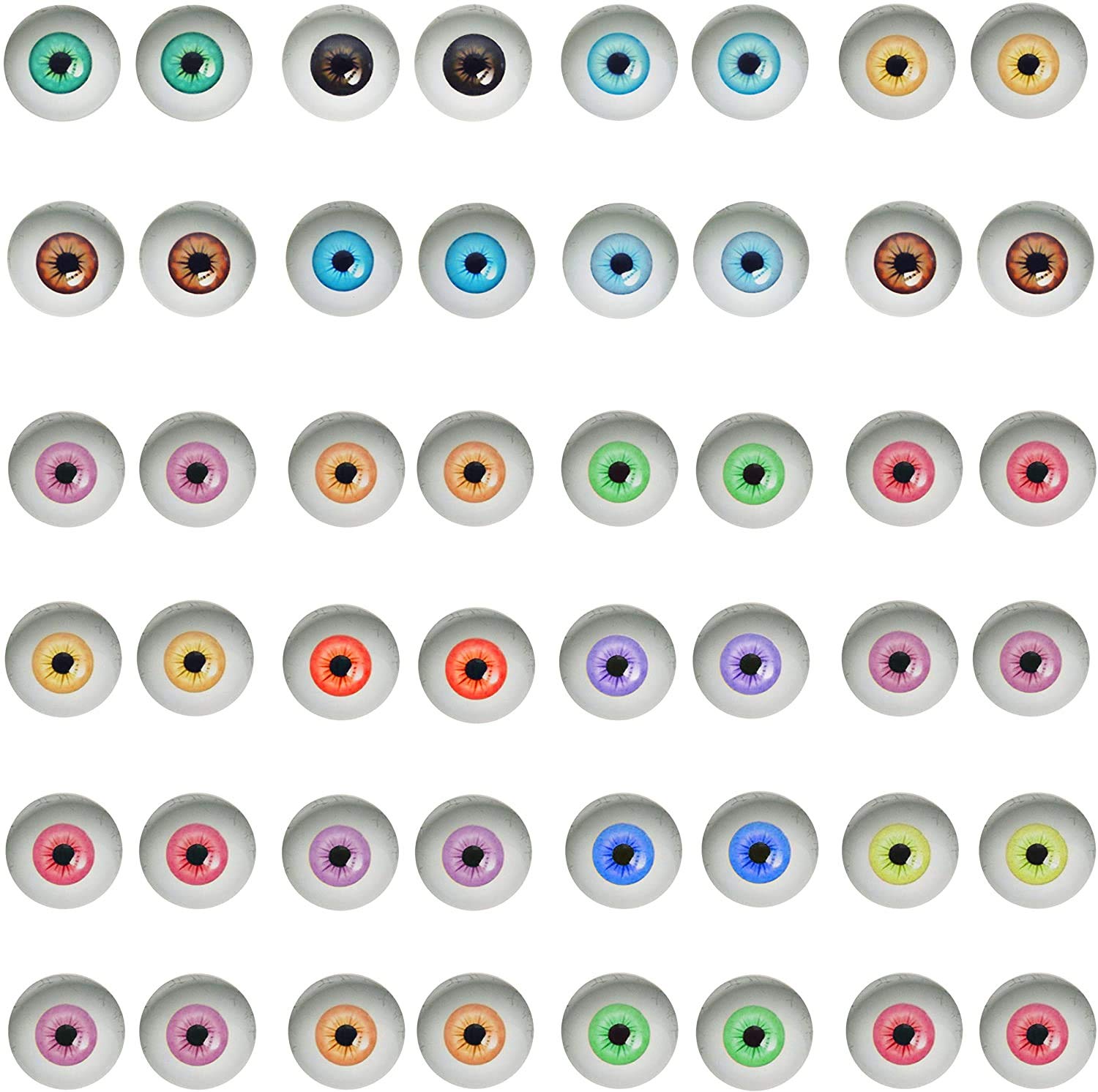 Julie Wang 100 PCS Light Colors Mixed Pupils Glass Eyes Eyeballs Flat Back Cabochons Craft for Making Scrapbooking Embellishments Jewellery Making Accessories 6mm