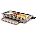 GreenPan Advanced 10.5”x 20” Electric Griddle with Warming Drawer, Healthy Ceramic Nonstick PFAS-Free Coating, Temperature Control, Easy and Versatile Countertop Meals, Dishwasher Safe, Clay