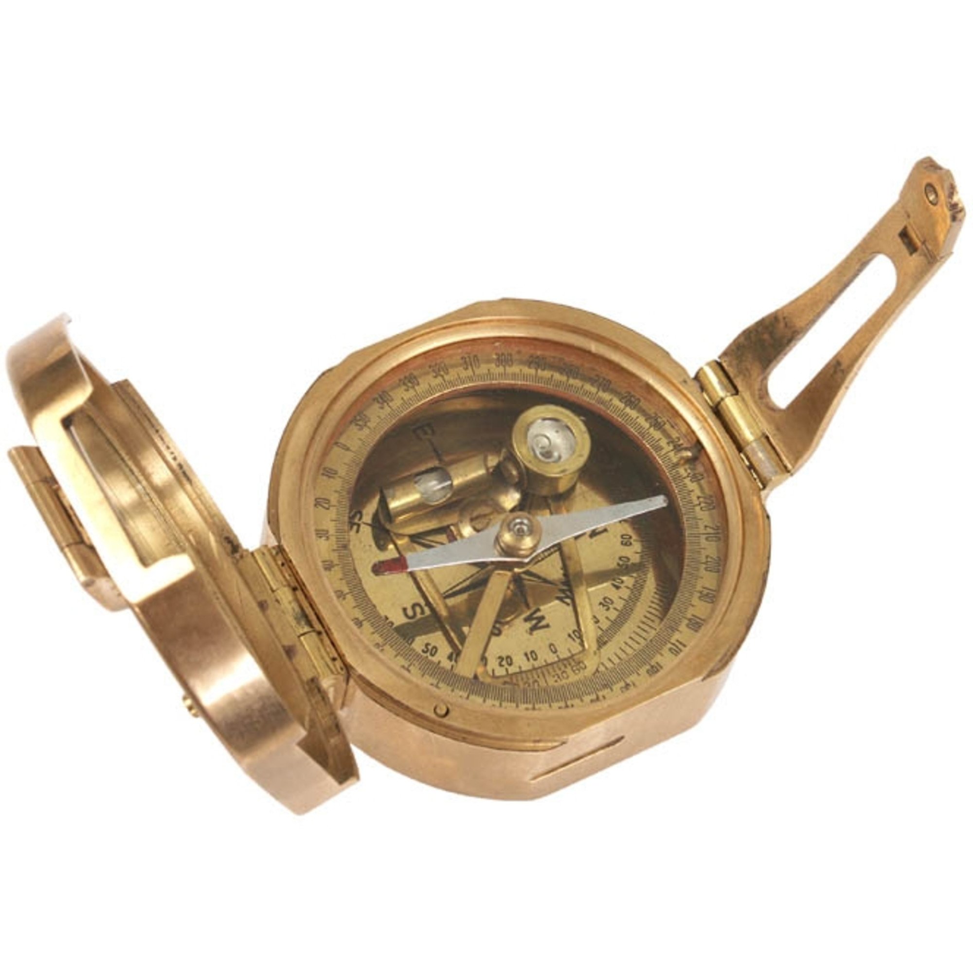 Trinidad Solid Brass Sighting Compass with Clinometer with Hardwood Box