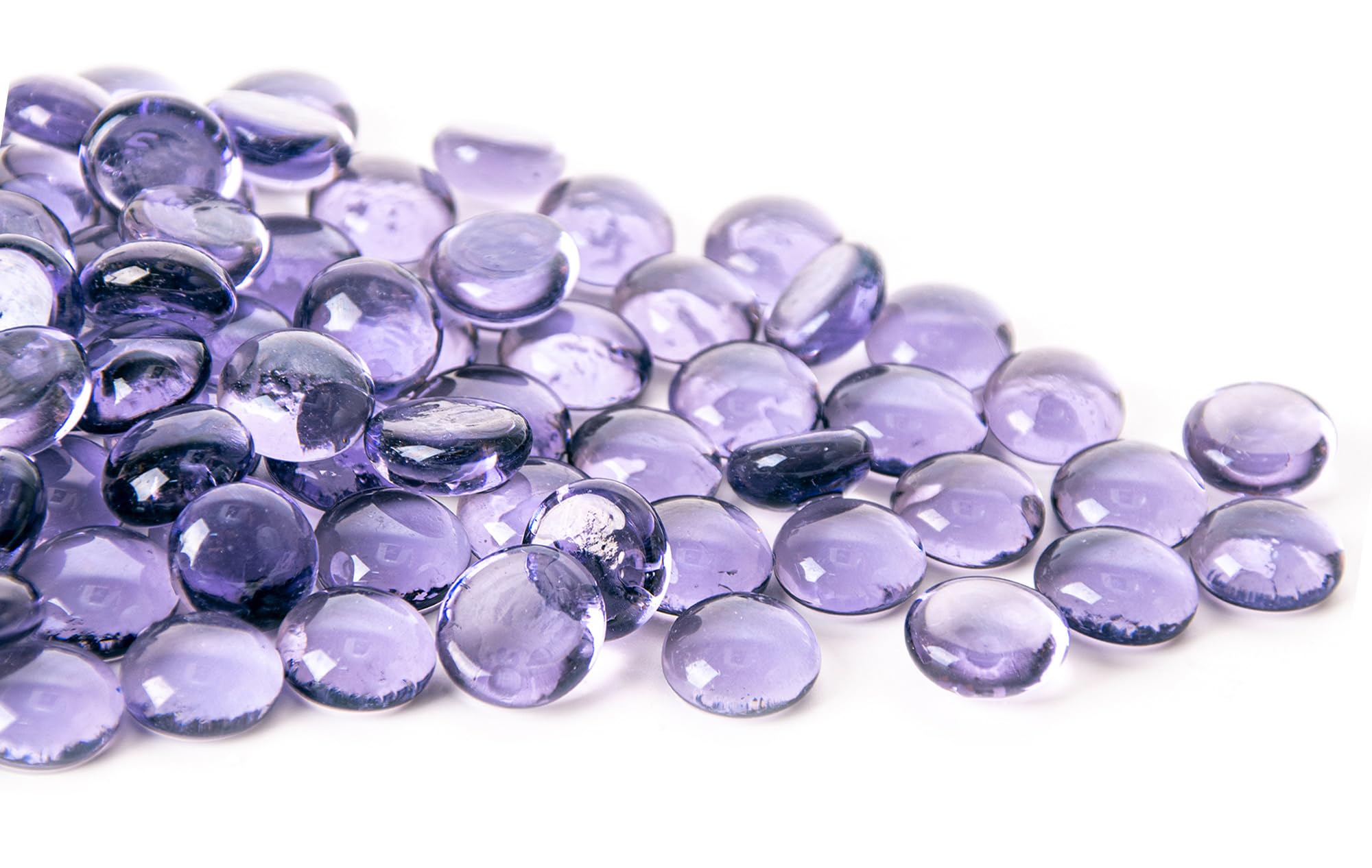 50PCS Mini Glass Gems,Purple Mancala Stones Flat Bottom Marble Beads for Home Decorative Art Craft Vase Filler(1.3cm~1.8cm)