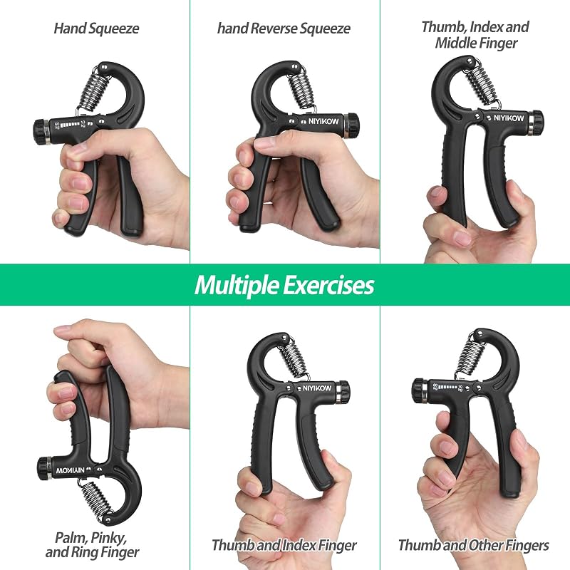 Lot de 2 Hand Grip, Hand Grip Musculation, Résistance Réglable 22-132Lbs (10-60kg), Pince de Musculation Antidérapante, pour Athlètes et Exercices de Récupération de la Main