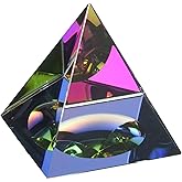 Amlong Crystal Iridescent Pyramid - Rainbow Colors 3.5 Inches Tall with Gift Box
