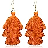 RofYof Colorful Tassel Earrings Layered Tassel Earrings Bohemian Dangle Drop Earrings for Women Girls Fashion Jewelry Valentine Birthday Party Gift