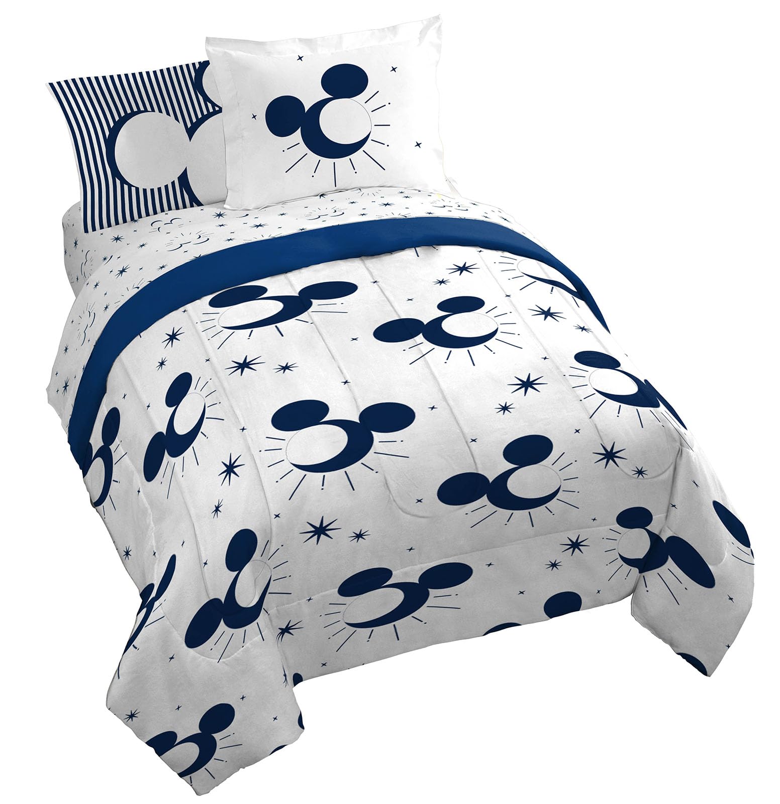 Photo 1 of Jay Franco Disney Mickey Mouse Queen Comforter Set - 7 Piece Bedding Includes Sheet Set & Pillow Covers - Super Soft Cozy Celestial Bedding