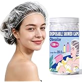 Obeailar Plastic Shower Caps, 100 Pcs Large Thick Disposable Hair Cap | 20.5 Inch Clear Bath Hair Caps for Women Men, Portable Storage Can Included, Ideal for Spa Salon Travel Hotel Home Use