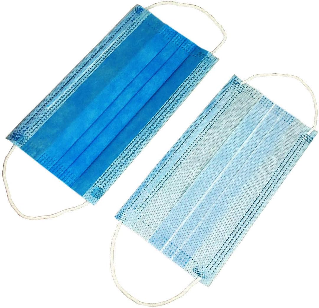 Marygel 50 Pcs Disposable Face Mask,Earloop Surgical Masks Dental Mouth Mask Medical Procedure Mask Protect from Dust,Flu,Pollen,Allergy(Blue)