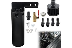 BAGARAATAN 750ML Oil Catch Can Kit,Universal 2-port Baffled Oil Catch Can Reservoir Tank with Breather Filter and Drain Valve（Black）