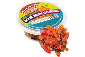 Marranadas Enchilados - Spicy Gummy Trays with Pineapple, Mango, Bears, and More! Irresistible Chamoy Drizzle - Reusable Trays 7.25oz (Spicy Gummy Sour Neon Worms)