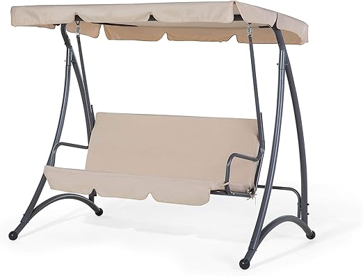 Beliani Stilvolles Hollywoodschaukel Fur Garten Beige Temple Beliani Amazon De Kuche Haushalt