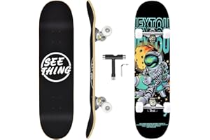 seething 31" Standard Skateboards with Pro Trucks,7 Layer Canadian Maple Double Kick Concave Standard, Ideal for All Experience Levels with Multifunction Skate T-Tool
