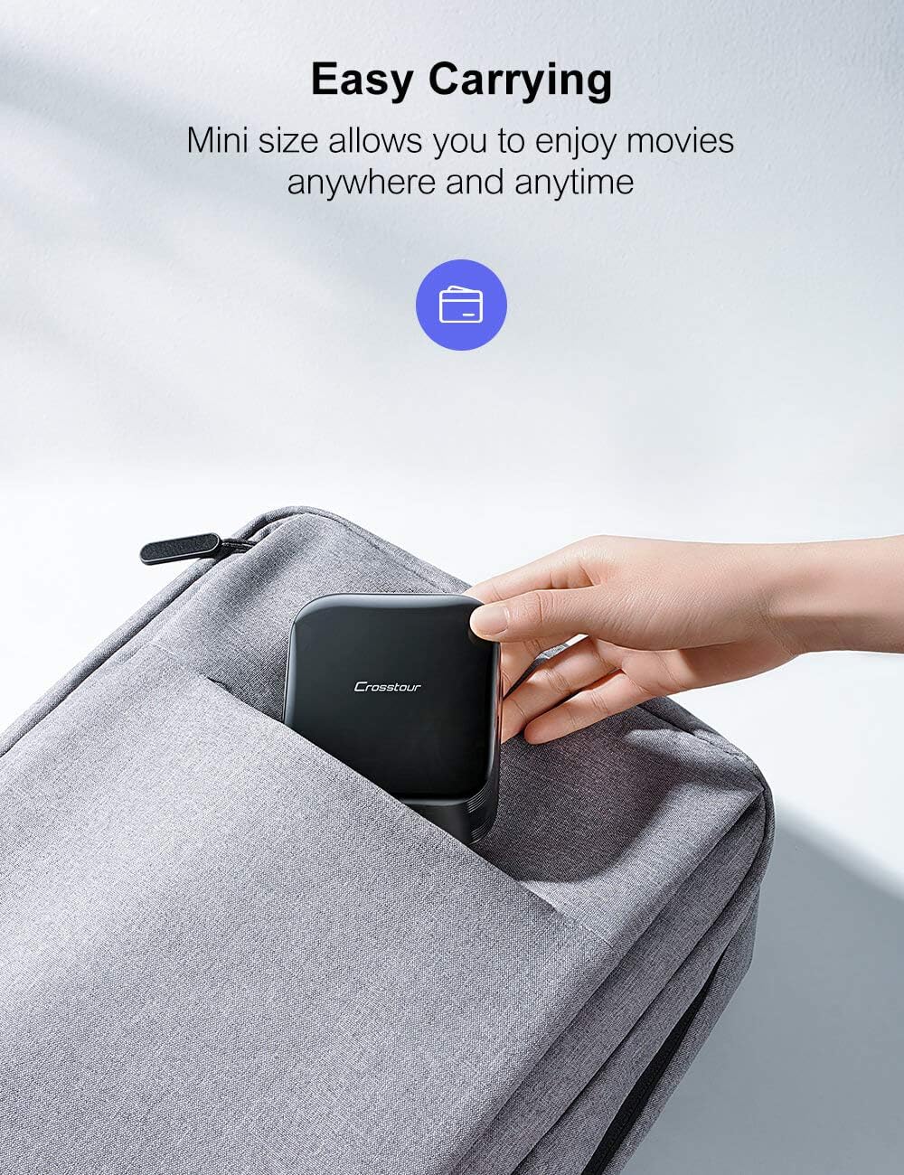 Crosstour Mini Portable Projector, Pico Pocket Video Projector for Outdoor Movies and Home Theater, 3000 mAh Rechargeable Battery 100 ANSI Lumen Supports HDMI/TV Stick/PS4: Electronics