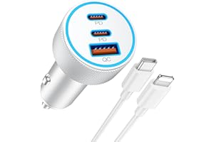 WIDAQUO [MFi Certified] iPhone Fast Car Charger, 3-Port 67W USB C Car Charger Super Fast Charging Cigarette Lighter Adapter with 3FT USB-C to Lightning Cable for iPhone 14/13/12/11/Pro Max/XS/XR/X/SE, iPad