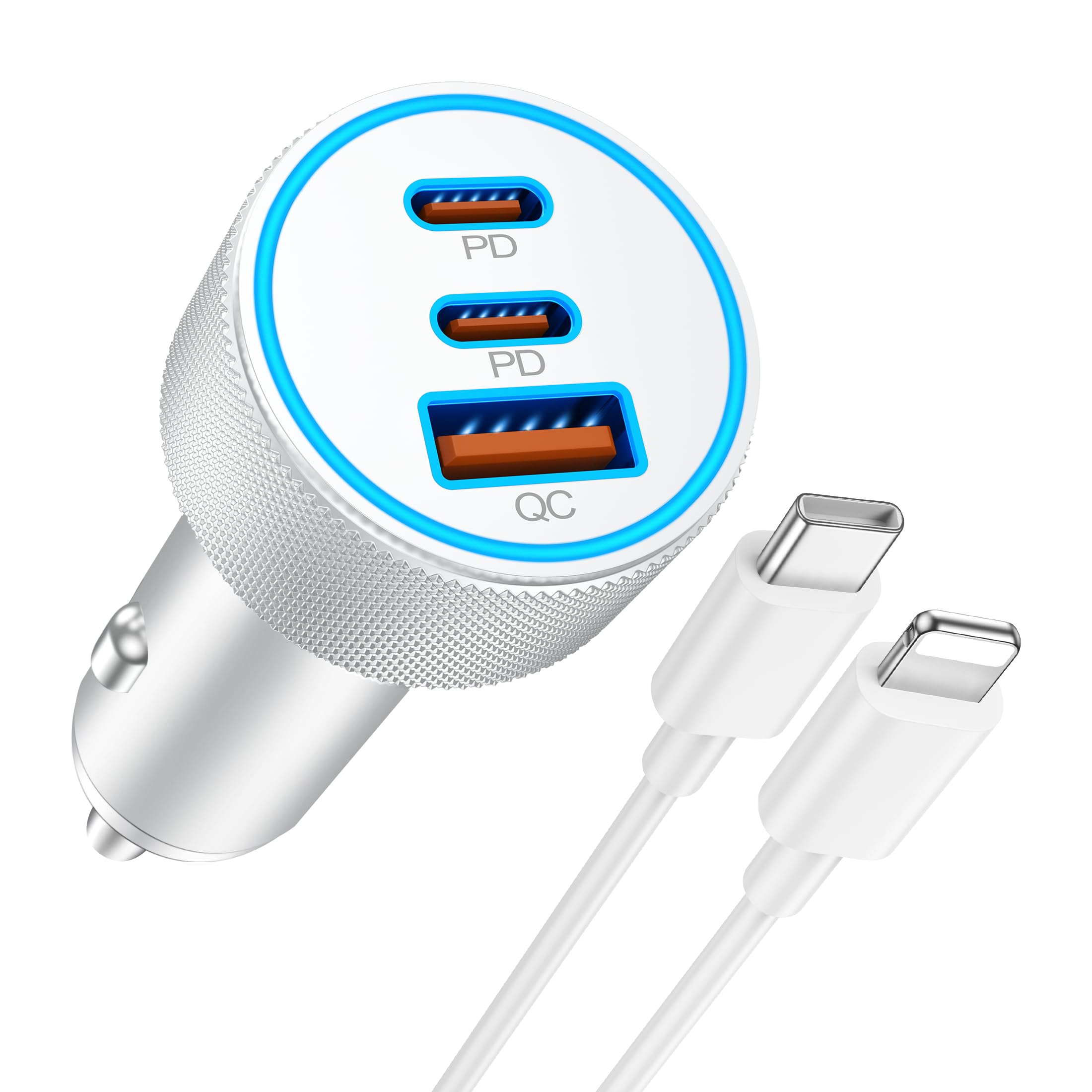 Photo 1 of [MFi Certified] iPhone Fast Car Charger, 3-Port 67W USB C Car Charger Super Fast Charging Cigarette Lighter Adapter with 3FT USB-C to Lightning Cable for iPhone 14/13/12/11/Pro Max/XS/XR/X/SE, iPad