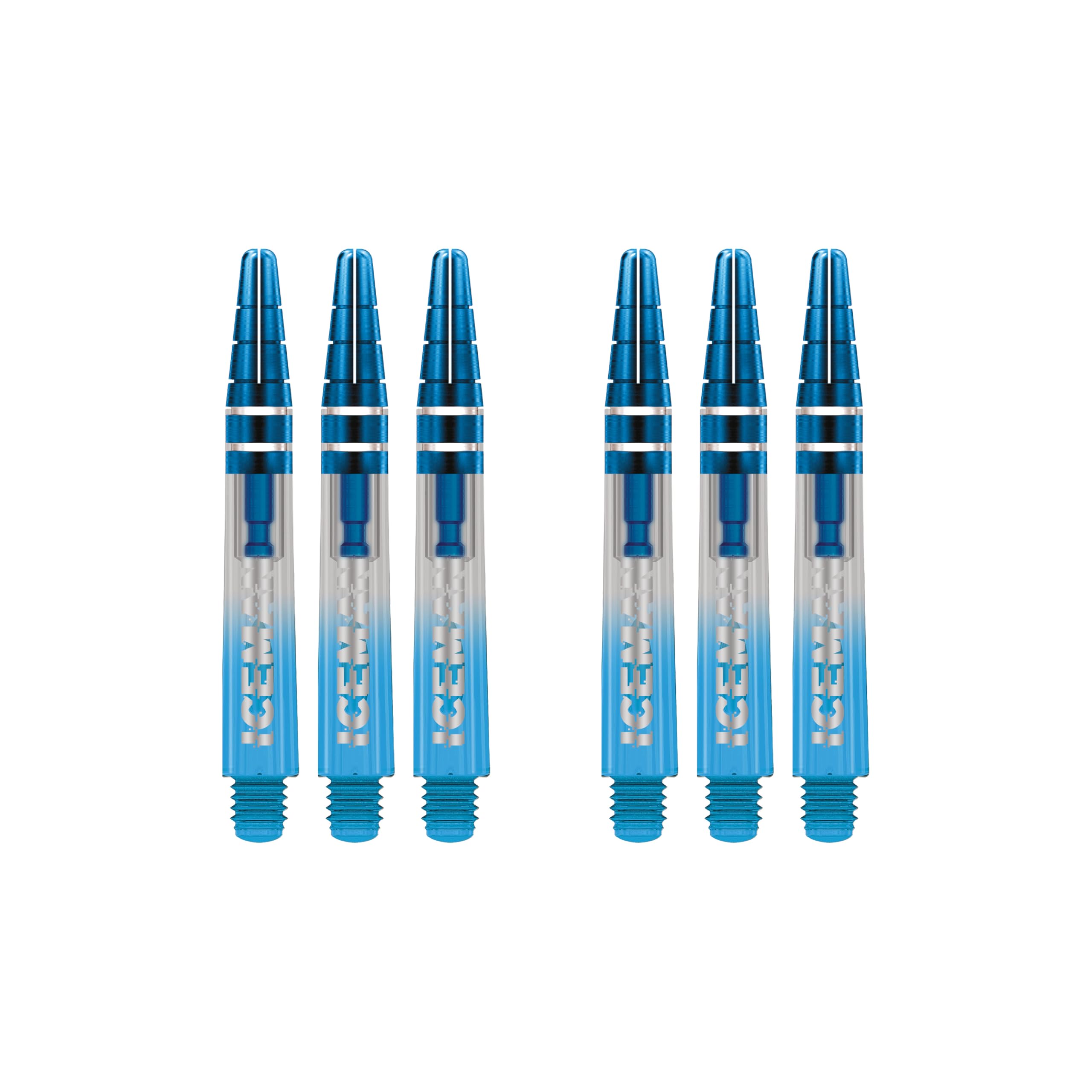RED DRAGON Gerwyn Price Nitrotech Blue Dipped with Blue top Short Dart Shafts - 2 sets per pack (6 shafts in total)