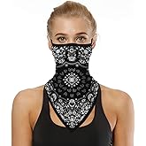 YAYOUREL Neck Gaiter Face Mask Covering Bandanas for Men Women Summer UV Face Scarf Mask Cover Ear Loop Triangle Facemask