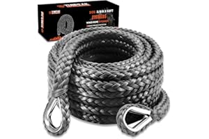 YUNPEAK Winch Rope Extension, 3/8'' x 50ft 27,000Lbs Synthetic Winch Extension Rope, Winch Extension Line for Off Road Vehicle ATV UTV SUV Jeep (Gray)