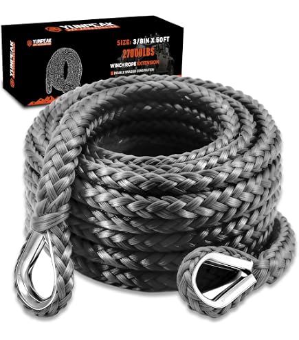 2本セット　W3.8 ROPE WANTKEY exclusive Amazon.com: 10mm3/8 inch Synthetic Winch Rope Extension with Two
