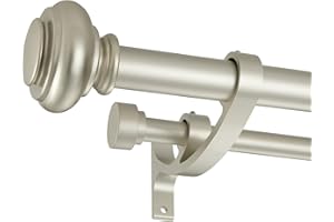 VIMAYTA Double Curtain Rods 72 to 144 Inches with Solid Aluminum Alloy Brackets, 1 Inch Adjustable Drapery Rod, Heavy Duty Dual Curtains Rod for Window, Sliding Door, Bedroom Decoration, Matte Sliver