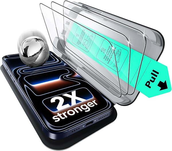 ESR 3 Pack for iPhone 17 Pro Max Screen Protector, Military-Grade Shatterproof, 9H Hardness, Full Coverage Tempered Glass wit