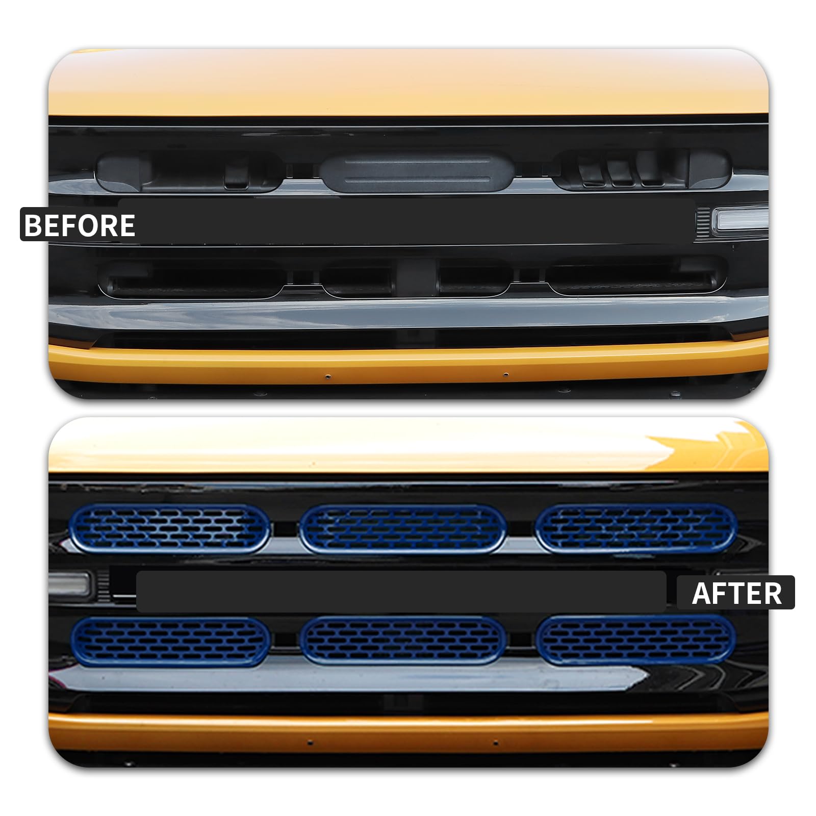 Condition photo showing New/Like New for sqqp front grill mesh grille inserts cover frame trims kit 6pcs fit for ford bronco 2021-2026 2/4 do