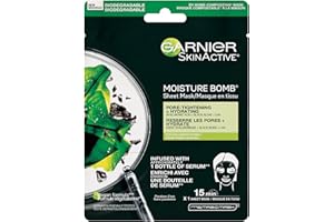 Garnier Cleanser Peel Off Beauty Face Mask, Purifies & Tightens Pores with Charcoal + Black Algae Extract, 1 Tissue Mask (32m