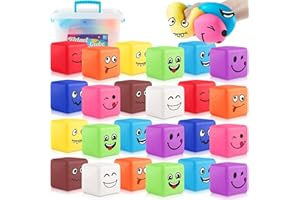 VIROUCAL Fidget Toys Mini Stress Cube, 24Pcs Emotion Stress Balls Bulk for Kids and Adult, Slow Rising Stress Ice Cube Stress Balls, Dough Stress Balls Soft Fidget Squishy Toys for Anxiety Relief, Square Ball