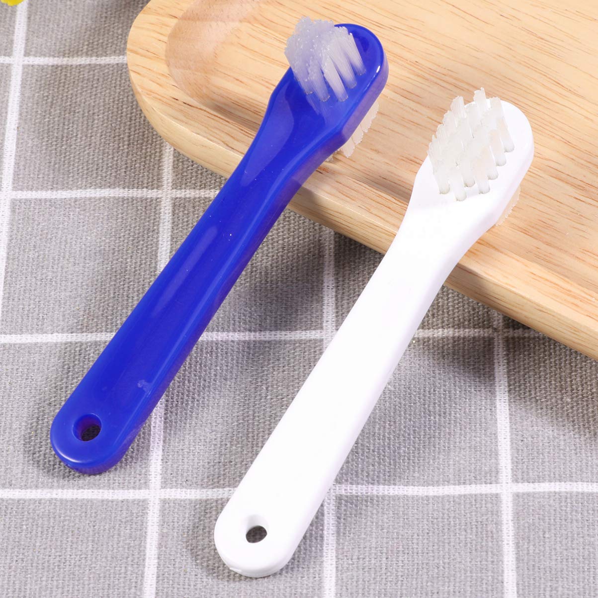 SUPVOX 4pcs Denture Brush T Shape Dual Heads Denture Care Cleaning Tool (White + Blue) : Beauty