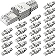 VCELINK RJ45 Cat6A Connectors Tool-Free Reusable Shielded Ethernet Termination Plugs for 23AWG SFTP UTP Cable, 10G Easy Internet Plug, Fast Field Installation 24 Pack
