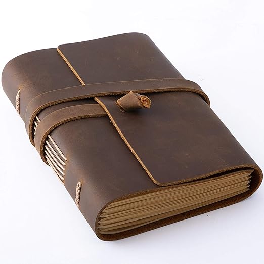 Hotcinfin Leather Journal Writing Notebook(5x7), 288 Pages Rustic