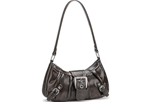 WantGor Women's Shoulder Bag, Clutch Tote Bags Zipper Vintage Handbag Buckle Punk Hobo Purses Trendy Underarm Purse