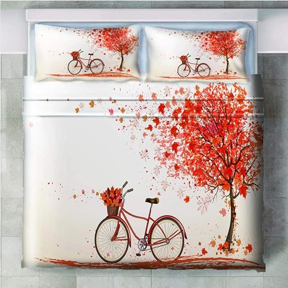 Juego de Funda de Edredón Suave 260 x 220 cm Bicicleta bajo el Arce con
