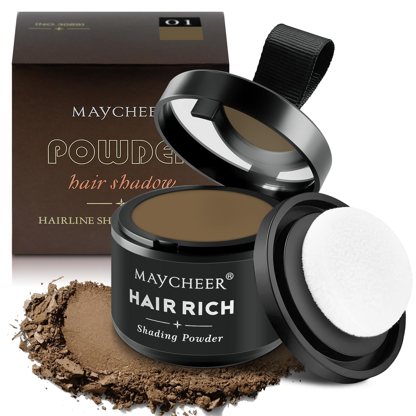 Sularpek Hairline Powder Instantly Conceals Hair Loss, Hairline Shadow Powder for Thinning Hair for Women and Men, Eyebrows, Beard Line, Mid Brown