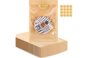 WSICSE 120 Pack Cookie Bags with Seal, 5.1x7.5 Inch Cookie Packaging Bags, Bakery Bag with Window, Heat Sealable Grease Resistant Bag for Donuts Sandwich Christmas Thanksgiving Harvest Party