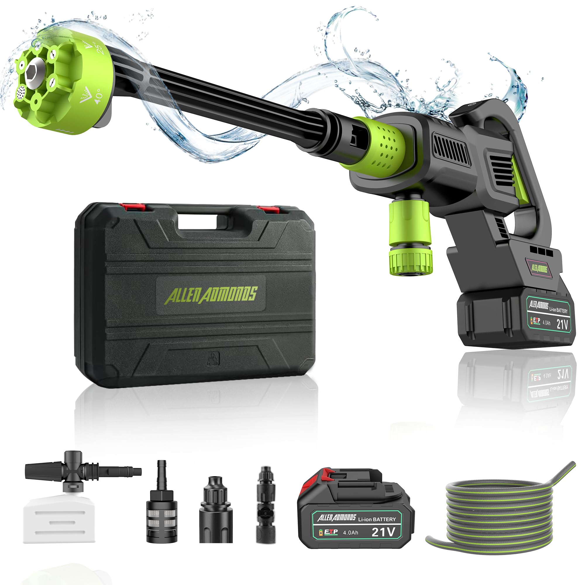 Photo 1 of **FOR PARTS ONLY/ NON-FUNCTIONAL** Cordless Pressure Washer, 900PSI Power Washer Gun wtih Rechargeable 4.0Ah Battery, Portable Cordless Power Washer with 3 Power Level Touch Screen, 6-in-1 Nozzle, Pressure Washer for Cars/Yard