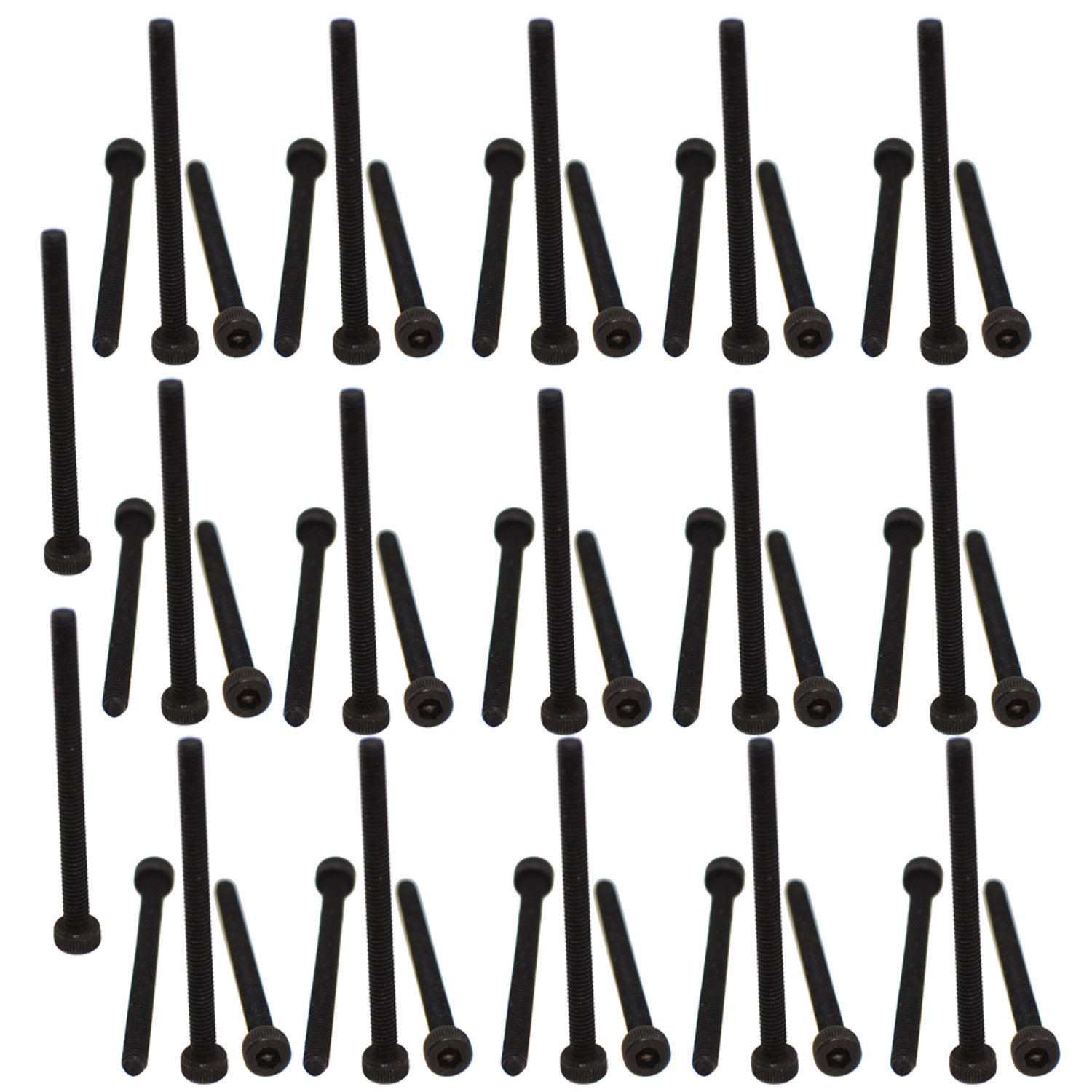 XunLiu 50PCS Grade 14.9 Alloy Steel Hex Socket Head Cap Screws Allen Wrench Drive Knurled Screws Black M2.5 32MM