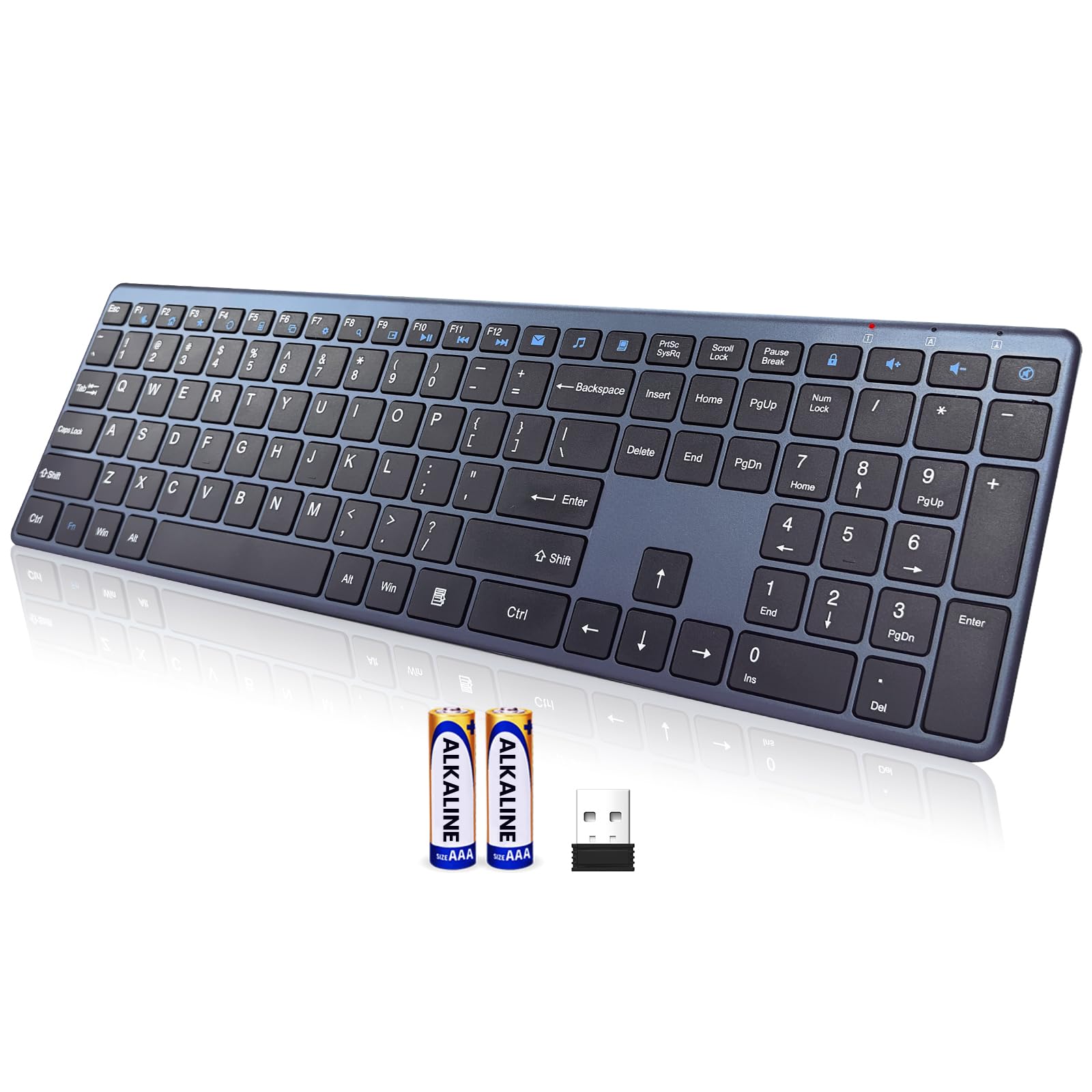 Photo 1 of Wireless Keyboard-2.4G Ultra Slim Quiet Full Size USB PC Computer Keyboard,19 Multimedia Keys,Number Pad,Plug&Play,Lag-Free Ergo,Long Battery life for Desktop,Laptop,Smart TV,MAC,Windows,QWERTY