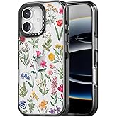 Rosarnnah for iPhone 17 Case Cute - Durable Shockproof 6.6 ft Drop Impact Phone Case - Funny Nature Flower Design (6.3") Black