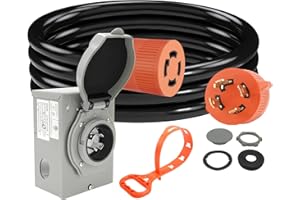 Finderomend 15ft 30 Amp Generator Cord and 30 Amp Generator Inlet Box, NEMA L14-30P to L14-30R Power Extension Cord 125V/250V 7500W Twist Lock Cord Plug for RV Emergency Backup,ETL Listed