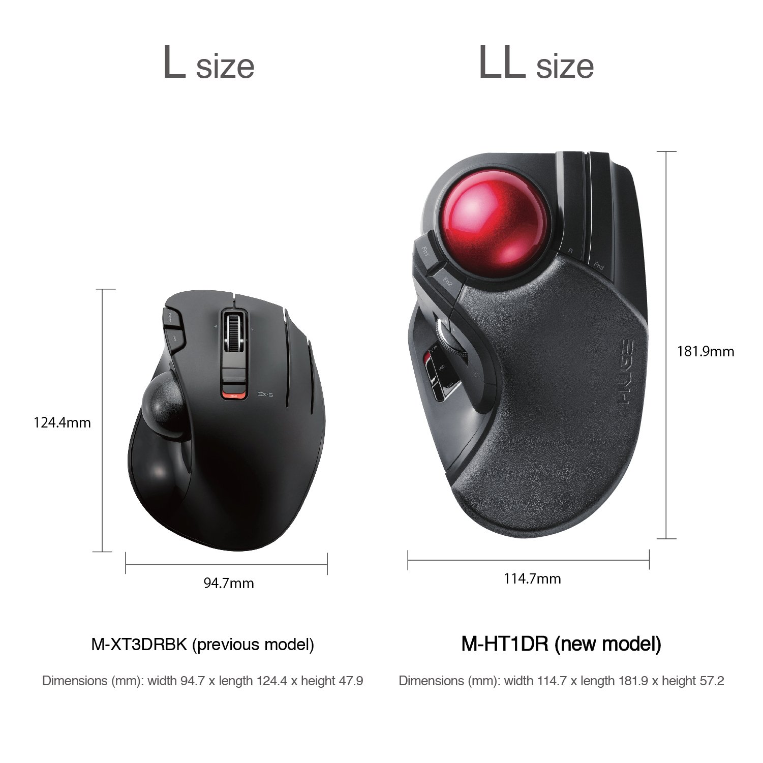 MHT1DRBK Wireless Trackball Mouse Extra Large Ergonomic